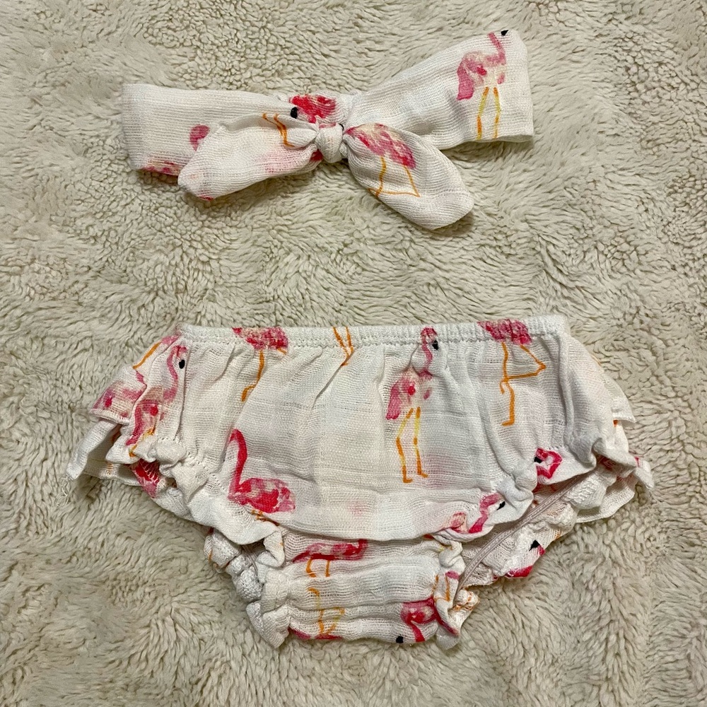 Mud Pie Flamingo Print Headband and Bloomers Set